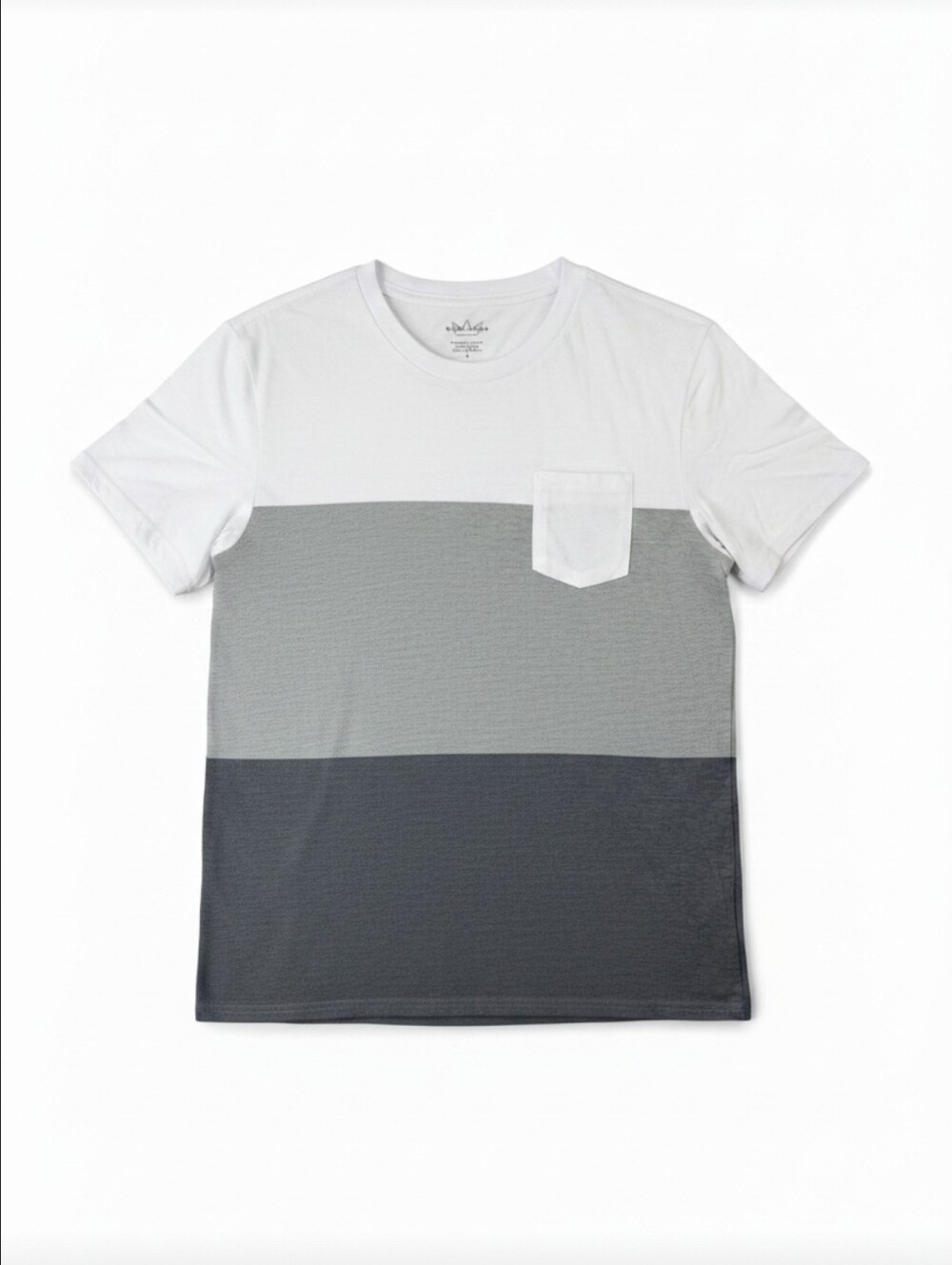 Blue Crown Men's Small Colorblock Pocket T-Shirt White Gray Crew Neck